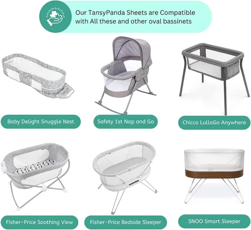 Vista 2 de Sábanas de moisés para Baby Delight Snuggle Nest, Beside Me Doze, Snoo Smart, Fisher Price por TansyPanda, 3 piezas, 32 x 17 pulgadas, ultra suaves
