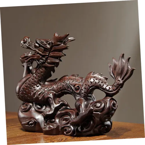 Vista 9 de Yardwe Figura de paisaje de año nuevo, decoración de mascota china, estatua de riqueza de Feng Shui, estatua de dragón 2024, estatua de dragón