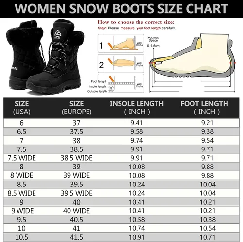 Vista 2 de EARLDE Womens Snow Boot With Waterproof Lace Up Mid-Calf Outdoor Winter Deep Tread Rubber Sole