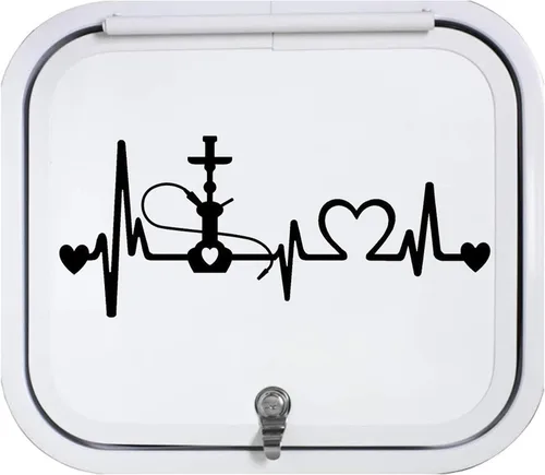 Vista 3 de Hookah Heartbeat Lifeline - Calcomanía engomada negra de 8.0 pulgadas
