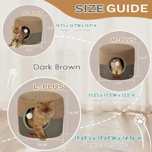 Vista 5 de Cueva de cama para gatos de interior, 2 en 1 plegable para gatos y cama lounge con cojín reversible, casa cerrada calmante y antiansiedad