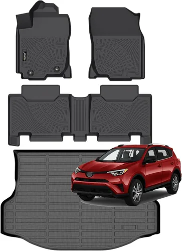 Vista 45 de Juego completo de tapetes de auto para todo tipo de clima, revestimiento automotriz para piso y maletero