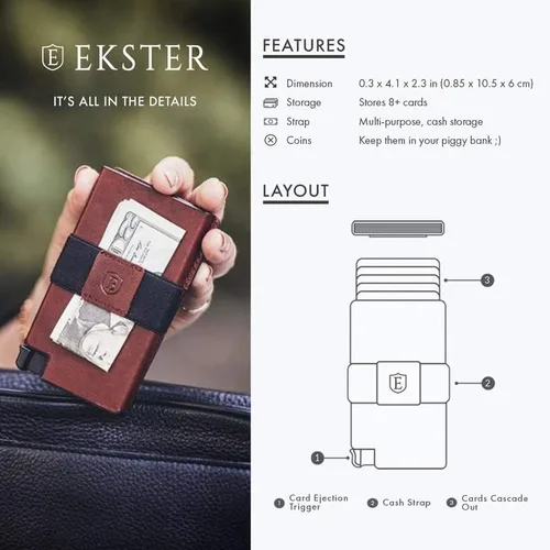 Vista 4 de Ekster Senate - Cartera de cuero para tarjetas - Bloqueo RFID - Acceso rápido a tarjetas rojo bprgoña Cartera delgada