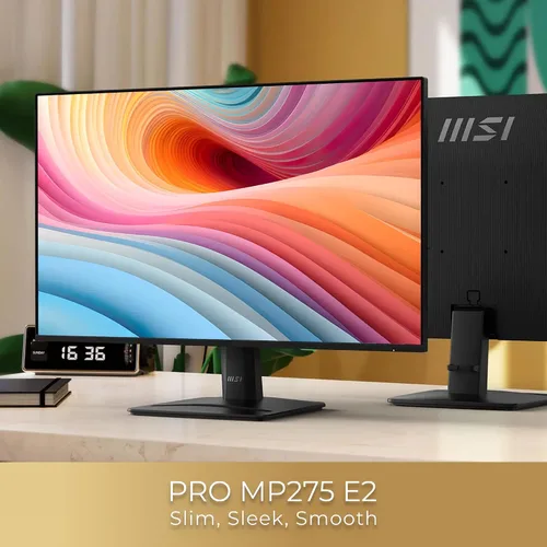 Vista 2 de MSI PRO MP275 E2 - Monitor de oficina para juegos IPS 1920 x 1080 (FHD) de 27 pulgadas, 120Hz, sincronización libre, HDMI, DisplayPort, puerto VGA