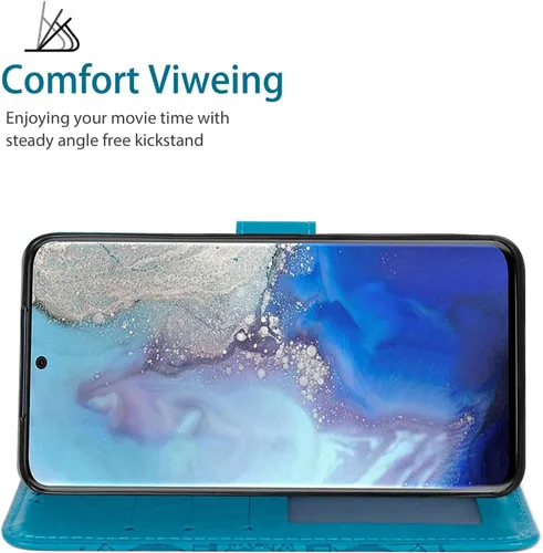 Vista 3 de Funda para Galaxy S20, para Samsung SM-G981U Wallet con protector de pantalla de vidrio templado, funda de cuero con diseño de mandala para Samsung