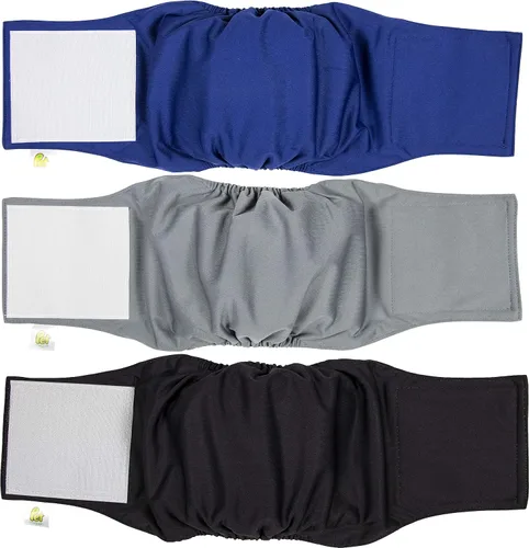 Vista 12 de PET MAGASIN Pañales para perros machos con forma de vientre (paquete de 3) (M, camuflaje)