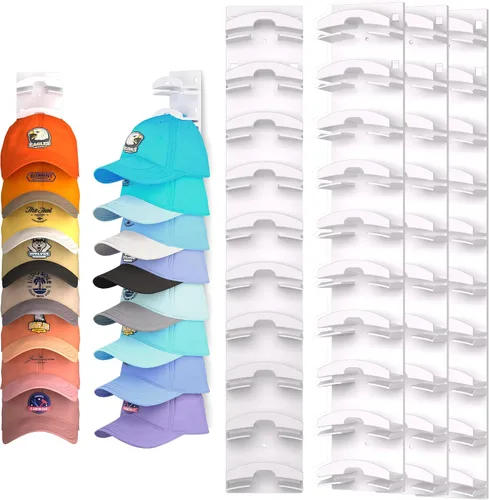 Vista 12 de Organizador de sombreros para gorras de béisbol, estante para sombreros de pared con adhesivo fuerte que sostiene hasta 10 sombreros, soporte