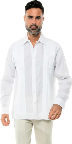 Vista 11 de Mojito - Camisa guayabera de manga larga para hombre, 100% lino, diseño de 2 bolsillos
