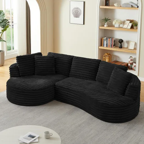 Vista 19 de JUSTONE Sofá modular moderno de 104.72 pulgadas, cómodo sofá de asiento profundo con 2 almohadas para sala de estar, dormitorio, apartamento