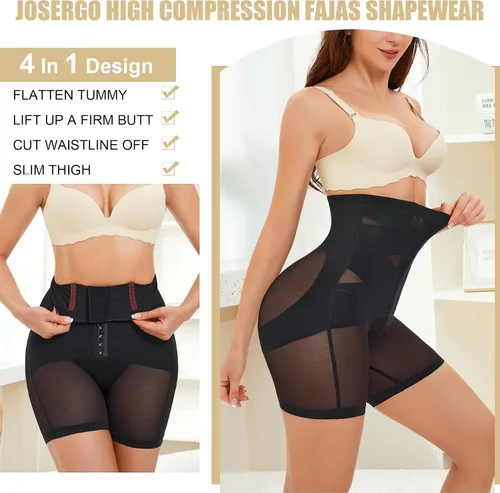 Vista 3 de JOSERGO Faja moldeadora de cuerpo para mujer, con control de abdomen, pantalones cortos para levantamiento de glúteos, fajas colombianas, entrenador