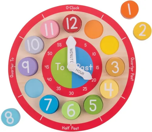 Vista 2 de Bigjigs Toys Reloj de enseñanza de madera - Cuente la hora