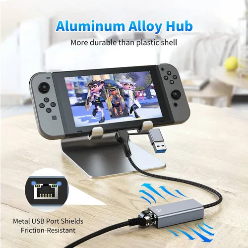 Vista 5 de Adaptador USB C a Ethernet 2 en 1 de 2.5 Gbps, adaptador Ethernet tipo C a RJ45 con puerto USB-A 3.0, 2500 Mbps Gigabit a Internet con cable