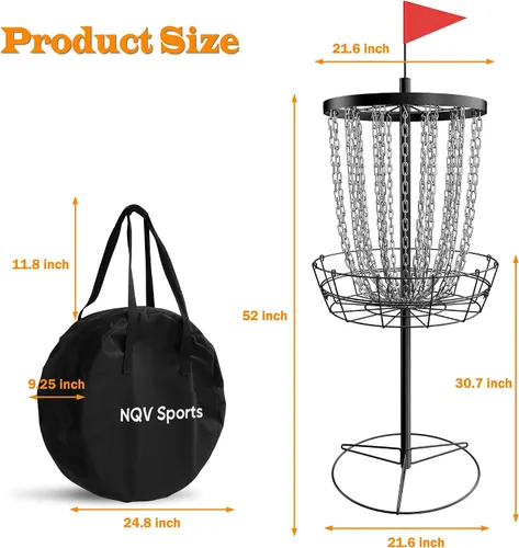 Vista 5 de Disc Golf Basket,Heavy Duty 24 Chain Portable Target
