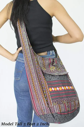 Vista 5 de Your Cozy - Bolsa bandolera bohemia y hecha a mano, de algodón, unisex