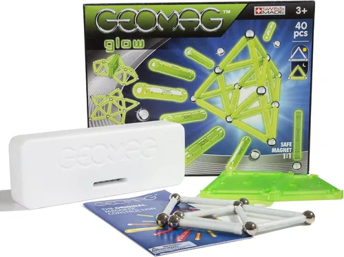 Vista 3 de Geomag Kit Glow - Juego de construcción magnética de 104 piezas que brillan en la oscuridad