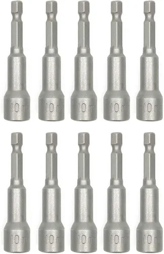 Vista 4 de XMHF Adaptador de broca de tuerca de 0.394 in, extensión de vástago hexagonal, broca hexagonal magnética, 10 unidades (paquete de 3)