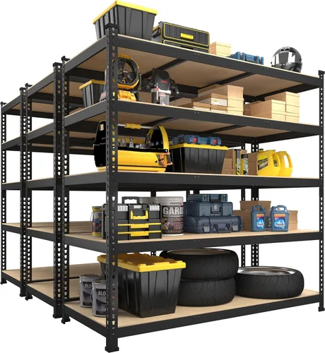Vista 15 de PrimeZone Estantes de Almacenamiento de Servicio Pesado de 40" An x 20" Pr x 59" Al, Unidad de Estantería de Garaje Ajustable de 4 Niveles, Estante