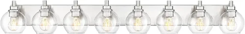 Vista 37 de Accesorios de iluminación de baño, luz de tocador mate negra de 2 luces, apliques de pared modernos con pantalla de globo de vidrio transparente