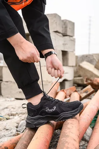 Vista 7 de Zapatos de punta de acero para hombres y mujeres, ligeros, indestructibles, a prueba de pinchazos, cómodos zapatos de seguridad para uso industrial