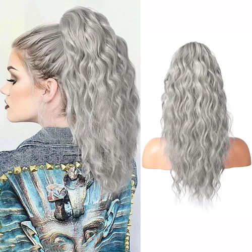 Vista 12 de REECHO Extensión de cola de caballo, extensiones de cabello rizado de cola de caballo de 18 pulgadas, extensiones de cabello sintético natural