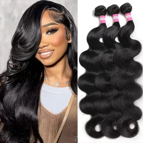 Vista 12 de DMKEEP Extensiones de cabello humano ondulado con cierre, 12, 14, 16+10 pulgadas, 100% cabello virgen brasileño sin procesar, 3 paquetes con cierre