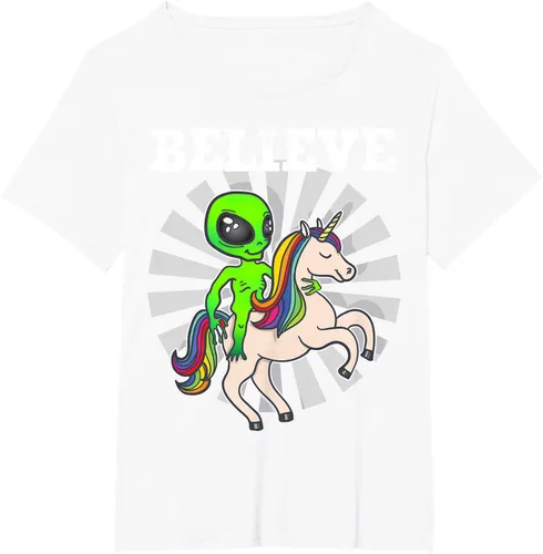 Vista 92 de Believe Space Alien Riding Unicorn - Camiseta de regalo divertida, Negro, S