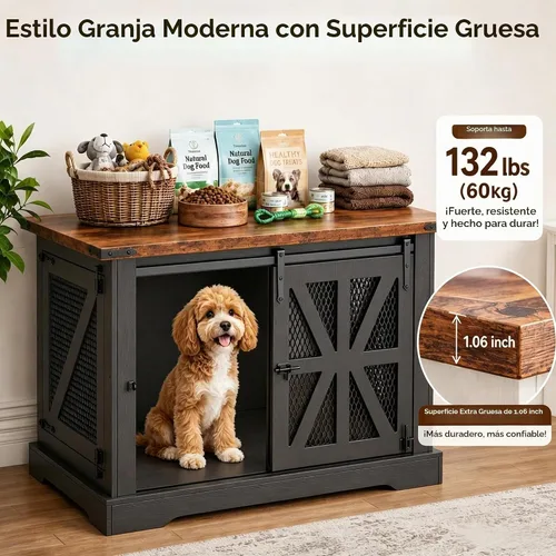 Vista 2 de VOPEAK Mueble de jaula para perros pequeños de 27.5 pulgadas, jaula resistente a los mordedores para cachorros, jaula resistente para perros