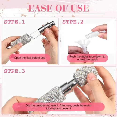 Vista 2 de Atomizador de perfume portátil para viajes, con diamantes de imitación de 0.3 fl oz, recargable, mini botella de perfume recargable, fácil de Azul