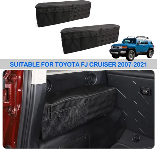 Vista 7 de Organizador de maletero de automóvil compatible con Toyota FJ Cruiser 2007-2021, organizador de almacenamiento trasero multicompartimento, bolsa