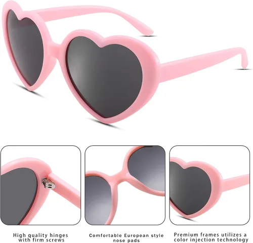 Vista 6 de Pro Acme Lentes de sol de corazón para mujer, polarizados, encantadores, estilo retro, de moda roja