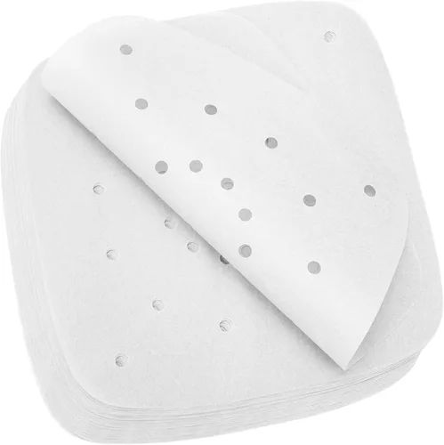 Vista 8 de 200 piezas de papel de pergamino para freidora de aire con revestimiento desechable de 8.5 pulgadas, perforado premium para freidora de aire