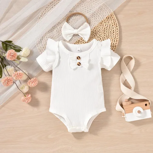 Vista 36 de Aalizzwell Body de manga corta para bebé niña con pantalones cortos acanalados