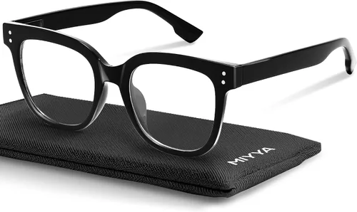Vista 13 de miyya Gafas de luz azul para mujeres y hombres – Monturas gruesas de gran tamaño bloqueador de luz UV y azul, accesorios elegantes para gafas