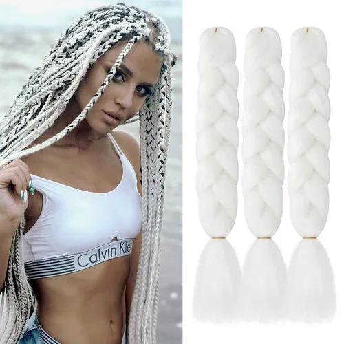Vista 19 de Extensiones de cabello trenzado rubio (613#) trenzado sintético para ganchillo Box Twist para mujeres, 24 pulgadas, 3.53 oz/paquete