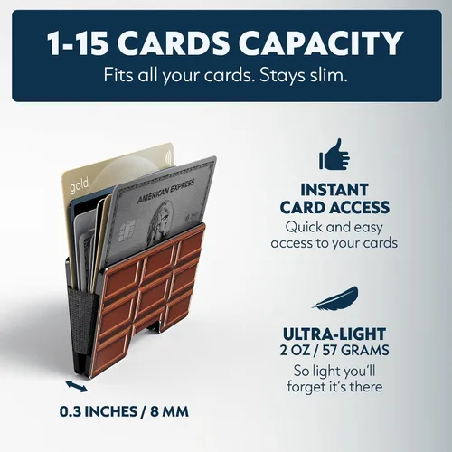 Vista 39 de Cartera de aluminio impresa 2.5D para hombres: clip delgado para dinero y tarjetero con barniz selectivo táctil. Bloqueo RFID mejorado, compacto