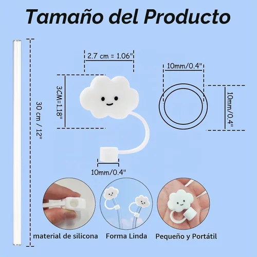 Vista 7 de 6 popotes transparentes de repuesto para vasos Stanley de 40 onzas y 30 onzas, 3 bonitas cubiertas de popote para vasos Stanley con 1 cepillo