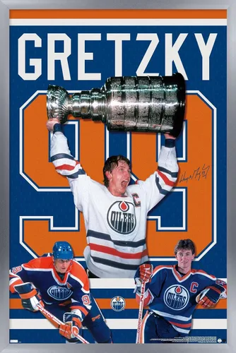 Vista 11 de Trends International Wayne Gretzky - Póster de pared de jersey, 22.4 pulgadas de largo x 14.7 pulgadas, versión enmarcada en madera de granero