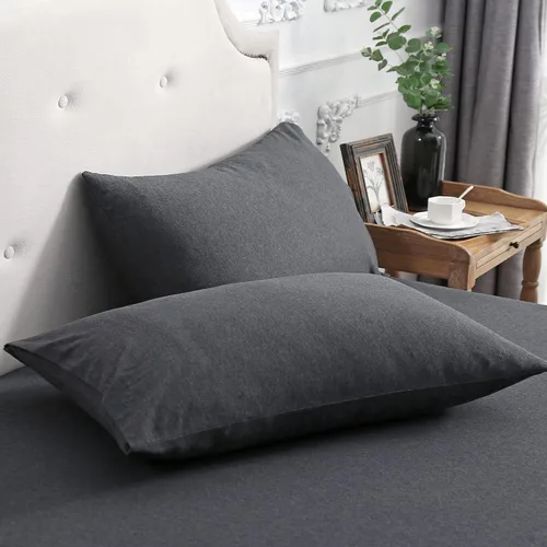 Vista 10 de PURE ERA Fundas de almohada de punto jersey 100% algodón tipo camiseta, súper suaves, cómodas, transpirables, juego de 2, estándar 20" x 26", rayas