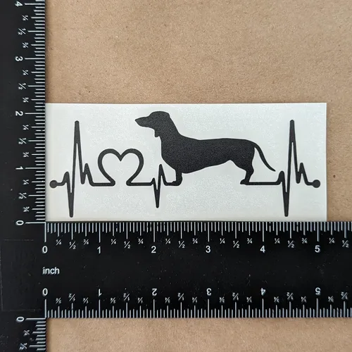 Vista 7 de Paquete de 4 calcomanías de perro salchicha: mendicidad de perro salchicha, latido del corazón de perro Weiner, corazón de perro salchicha, Negro