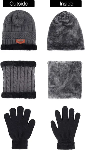 Vista 4 de Conjunto de bufanda de invierno para niños, gorro de punto para niños y niñas, as pictures shown