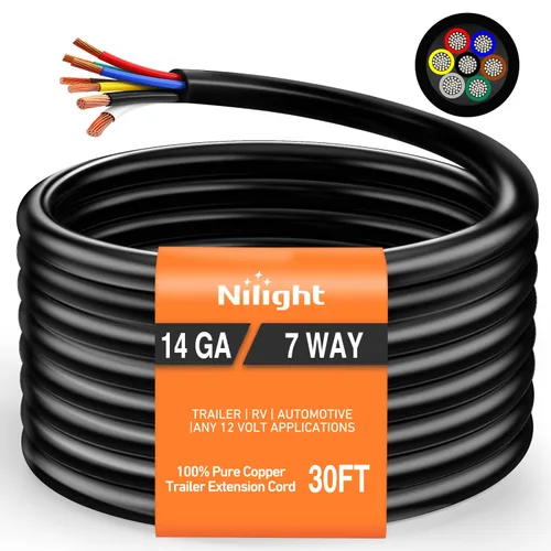 Vista 12 de Nilight - 50048R Caja de Conexiones Eléctrica de 7 Vías para Remolque, Conector de Cable para Remolque de 7 Terminales, Caja de Conexiones