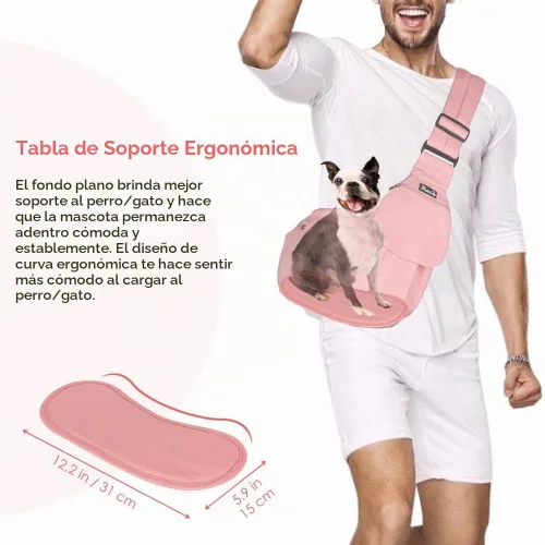 Vista 2 de Lukovee Transportador de Cabestrillo para Perros, Soporte Inferior Rígido y Correa de Hombro Acolchada Suave Ajustable, Cabestrillos para Perros