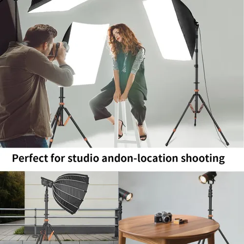 Vista 8 de Soporte de Luz para Fotografía con Amortiguación de Aire, Trípode Ajustable de Aluminio Resistente de 9 pies/2.75m Soporte de Trípode Estable