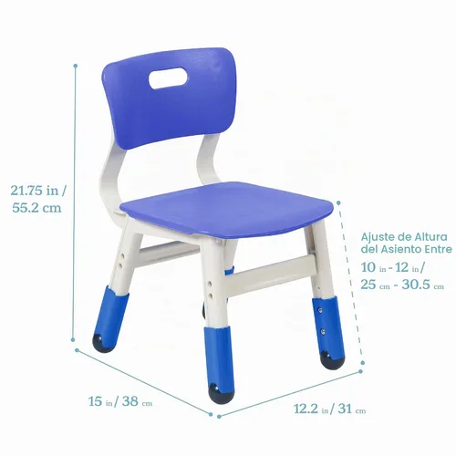 Vista 3 de ECR4Kids Silla ajustable para aula, asientos flexibles, color azul, paquete de 2