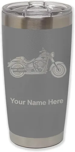 Vista 34 de LaserGram Vaso personalizado de 20 onzas, motocicleta (negro) Regalo grabado para motociclistas, acero inoxidable aislado al vacío, grabado
