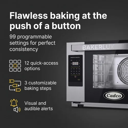 Vista 2 de Cadco XAFT-03HS-GD Bakerlux GO Panel - Horno de convección de encimera resistente con controles digitales, acero inoxidable/negro, NSF, 120 V, negro