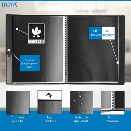 Vista 3 de Itoya Archival Art Profolio - Libro de presentación de 60 páginas de bolsillo de 8.5 x 11 pulgadas, 120 vistas)