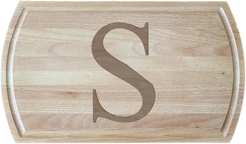 Vista 23 de Tabla de cortar de haya blanca grabada con elegante inicial, perfecta para cocinas sofisticadas del hogar y chefs profesionales