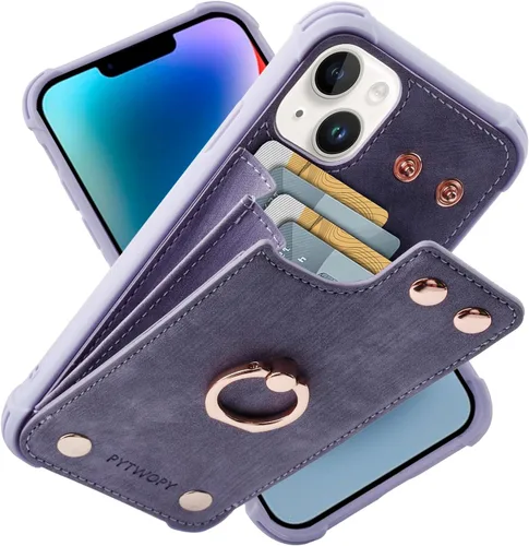 Vista 10 de Funda tipo cartera compatible con iPhone XR/10R con tarjetero de crédito, funda protectora de cuero a prueba de golpes compatible con anillo