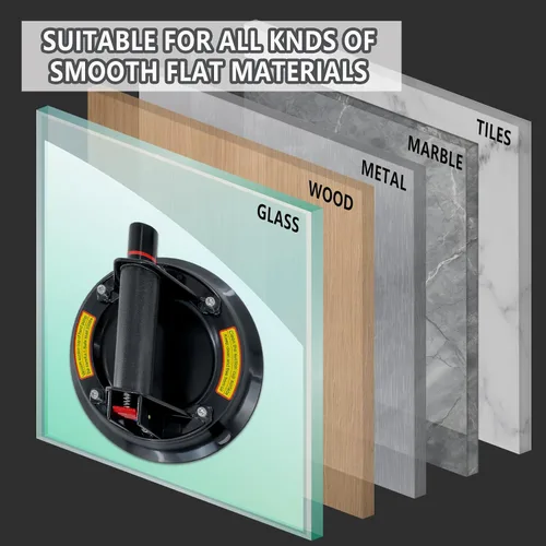 Vista 5 de Paquete de 2 ventosas de vidrio de 8 pulgadas para levantar vidrio grande, carga máxima de 880 libras, ventosas resistentes para vidrio, azulejos